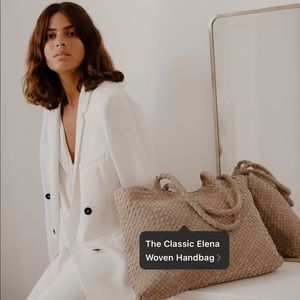 By Milaner classic Elena Woven Handbag in taupe